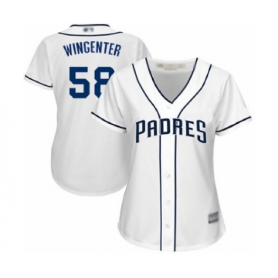 Women's San Diego Padres 58 Trey Wingenter Authentic White Home Cool Base Baseball Player Jersey