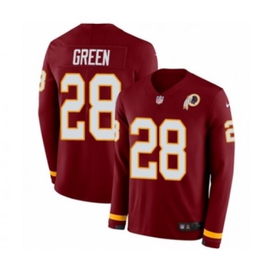 Men's Nike Washington Redskins 28 Darrell Green Limited Burgundy Therma Long Sleeve NFL Jersey