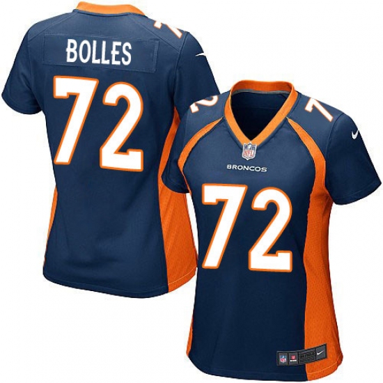 Women's Nike Denver Broncos 72 Garett Bolles Game Navy Blue Alternate NFL Jersey