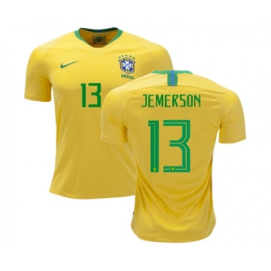 Brazil 13 Jemerson Home Soccer Country Jersey