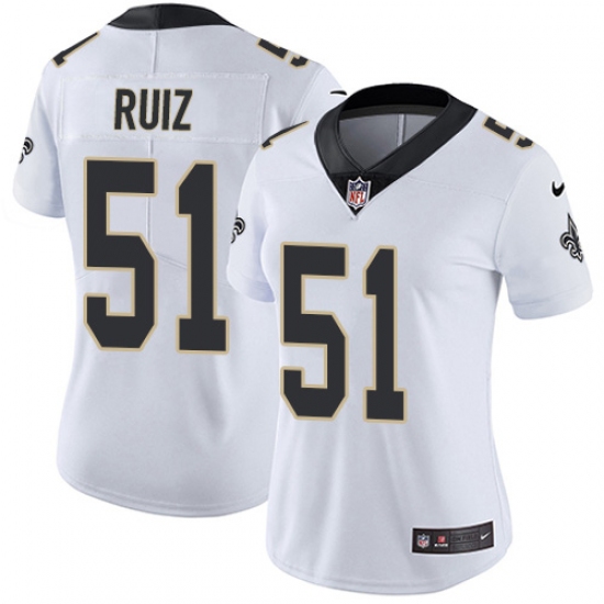 Women's New Orleans Saints 51 Cesar Ruiz White Stitched NFL Vapor Untouchable Limited Jersey