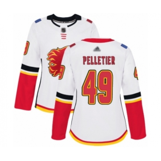 Women's Calgary Flames 49 Jakob Pelletier Authentic White Away Hockey Jersey