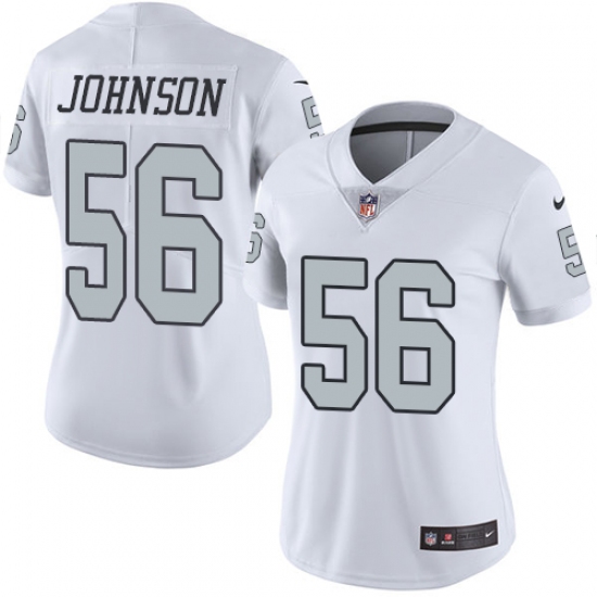 Women's Nike Oakland Raiders 56 Derrick Johnson Limited White Rush Vapor Untouchable NFL Jersey