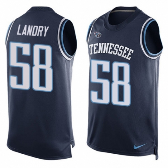 Men's Nike Tennessee Titans 58 Harold Landry Limited Navy Blue Player Name & Number Tank Top NFL Jersey