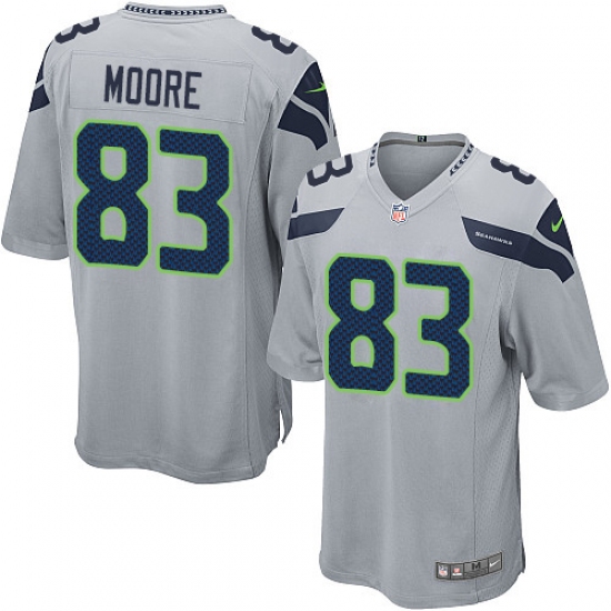 Men's Nike Seattle Seahawks 83 David Moore Game Grey Alternate NFL Jersey