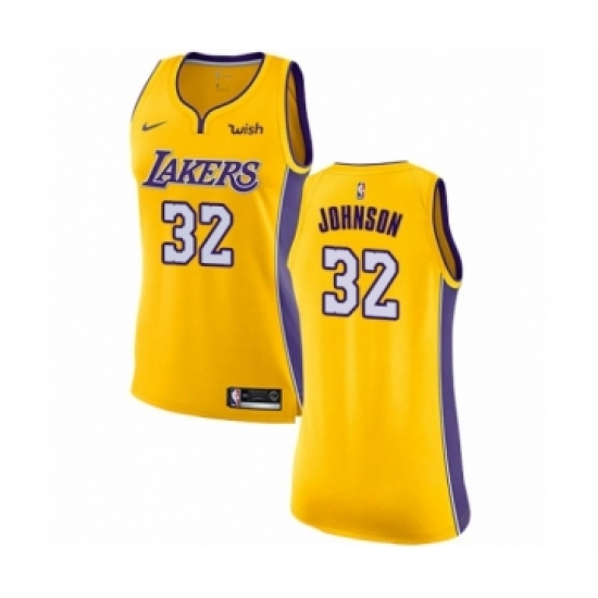 Women's Los Angeles Lakers 32 Magic Johnson Authentic Gold Home Basketball Jersey - Icon Edition