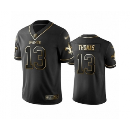 Men's New Orleans Saints 13 Michael Thomas Limited Black Golden Edition Football Jersey