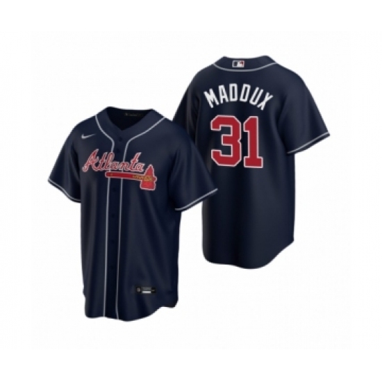 Youth Atlanta Braves 31 Greg Maddux Nike Navy 2020 Replica Alternate Jersey