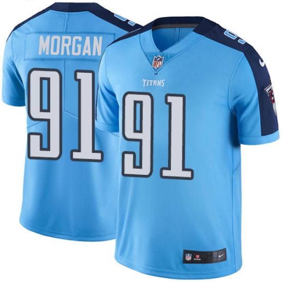 Men's Nike Tennessee Titans 91 Derrick Morgan Light Blue Team Color Vapor Untouchable Limited Player NFL Jersey