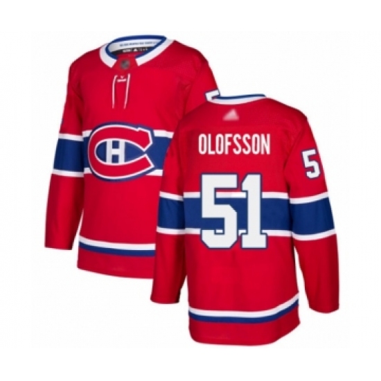 Men's Montreal Canadiens 51 Gustav Olofsson Authentic Red Home Hockey Jersey