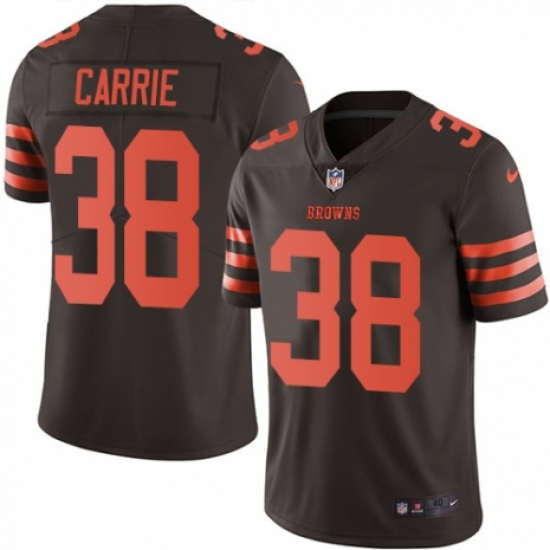 Men's Nike Cleveland Browns 38 T. J. Carrie Limited Brown Rush Vapor Untouchable NFL Jersey