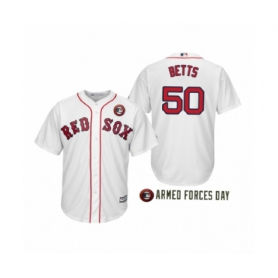 Men's Boston Red Sox2019 Armed Forces Day Mookie Betts 50 Mookie Betts White Jersey