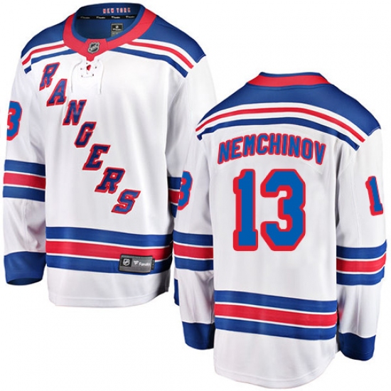 Youth New York Rangers 13 Sergei Nemchinov Fanatics Branded White Away Breakaway NHL Jersey