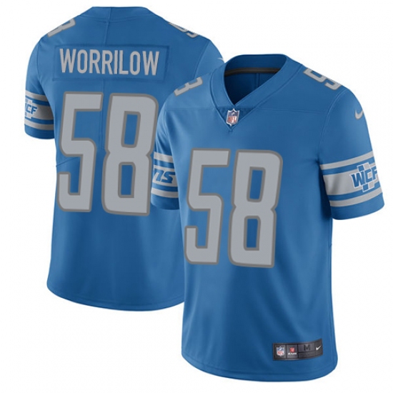 Men's Nike Detroit Lions 58 Paul Worrilow Blue Team Color Vapor Untouchable Limited Player NFL Jersey