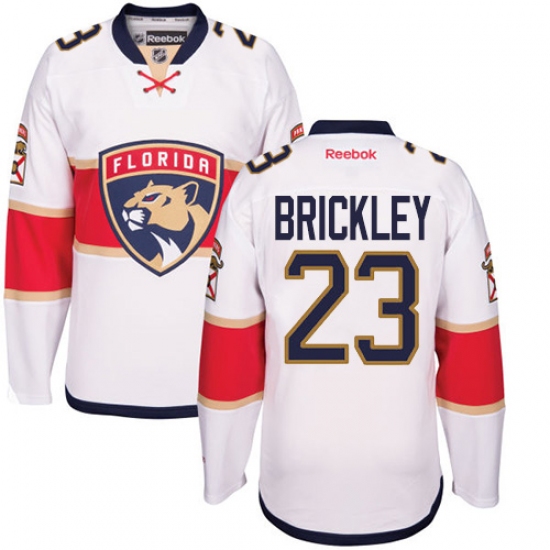 Men's Reebok Florida Panthers 23 Connor Brickley Authentic White Away NHL Jersey