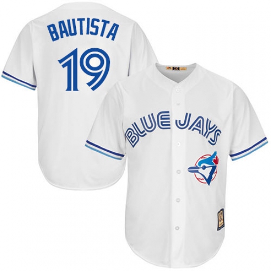 Men's Majestic Toronto Blue Jays 19 Jose Bautista Replica White Cooperstown MLB Jersey