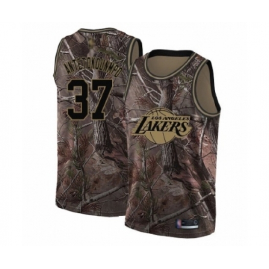 Men's Los Angeles Lakers 37 Kostas Antetokounmpo Swingman Camo Realtree Collection Basketball Jersey