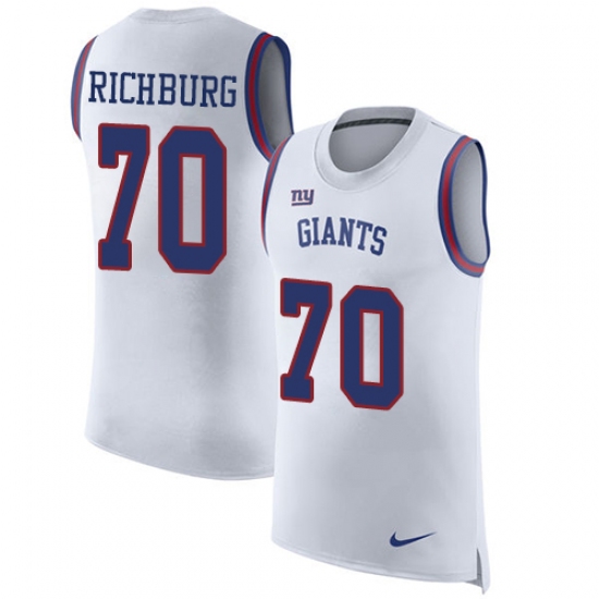 Men's Nike New York Giants 70 Weston Richburg Limited White Rush Player Name & Number Tank Top NFL Jersey