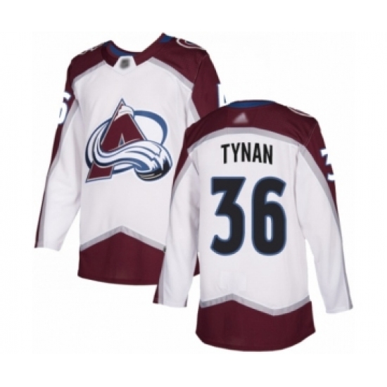 Men's Colorado Avalanche 36 T.J. Tynan Authentic White Away Hockey Jersey