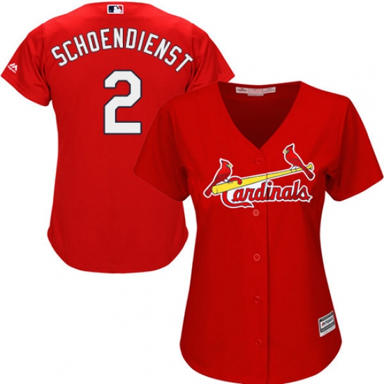 Women's Majestic St. Louis Cardinals 2 Red Schoendienst Authentic Red Alternate Cool Base MLB Jersey