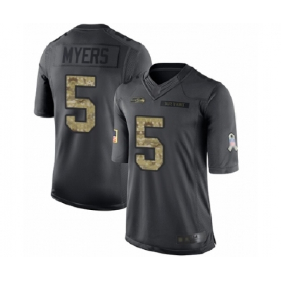 Youth Seattle Seahawks 5 Jason Myers Limited Black 2016 Salute to Service Football Jersey