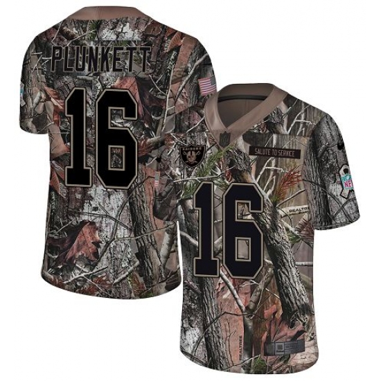 Men's Nike Oakland Raiders 16 Jim Plunkett Limited Camo Rush Realtree NFL Jersey