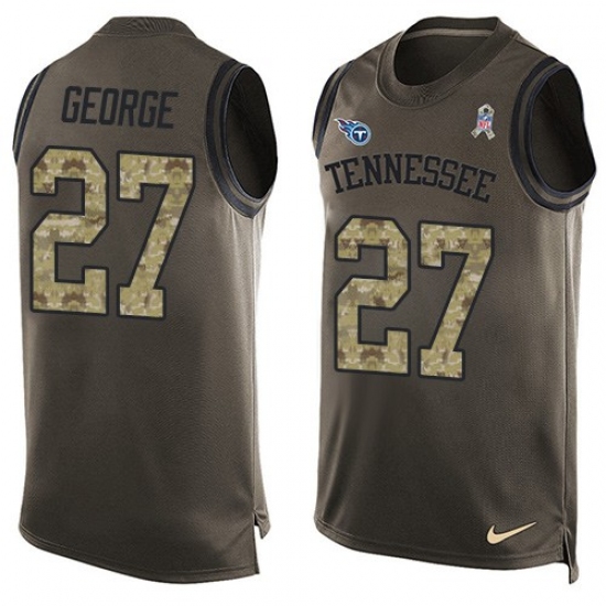 Men's Nike Tennessee Titans 27 Eddie George Limited Green Salute to Service Tank Top NFL Jersey