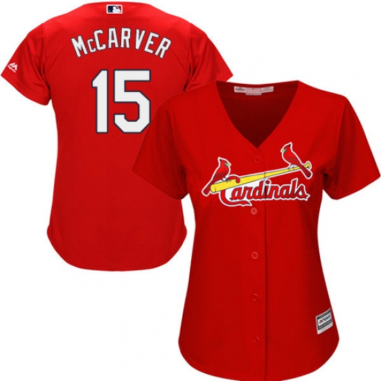 Women's Majestic St. Louis Cardinals 15 Tim McCarver Replica Red Alternate Cool Base MLB Jersey