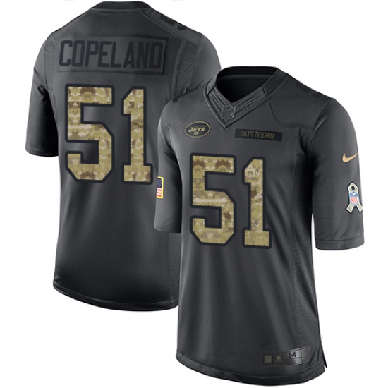 Men's Nike New York Jets 51 Brandon Copeland Limited Black 2016 Salute to Service NFL Jersey