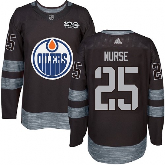 Men's Adidas Edmonton Oilers 25 Darnell Nurse Authentic Black 1917-2017 100th Anniversary NHL Jersey