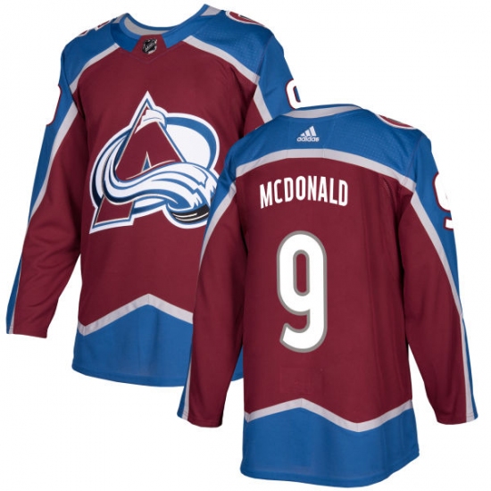 Men's Adidas Colorado Avalanche 9 Lanny McDonald Authentic Burgundy Red Home NHL Jersey