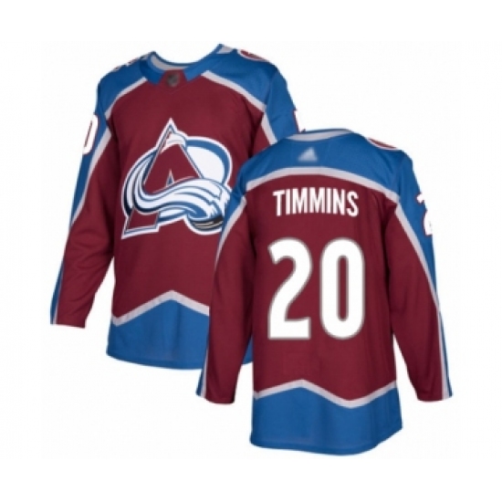 Men's Colorado Avalanche 20 Conor Timmins Authentic Burgundy Red Home Hockey Jersey