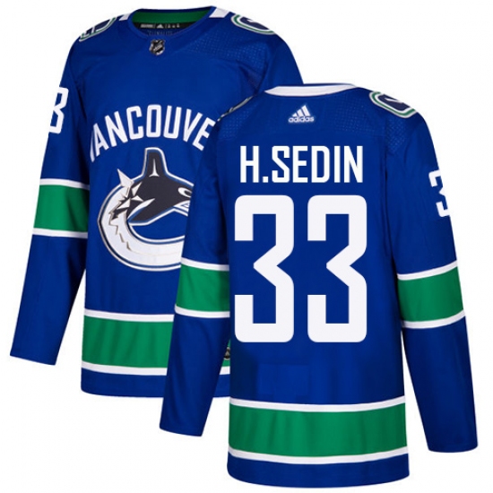 Men's Adidas Vancouver Canucks 33 Henrik Sedin Authentic Blue Home NHL Jersey