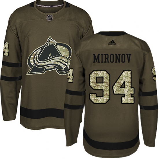 Men's Adidas Colorado Avalanche 94 Andrei Mironov Authentic Green Salute to Service NHL Jersey