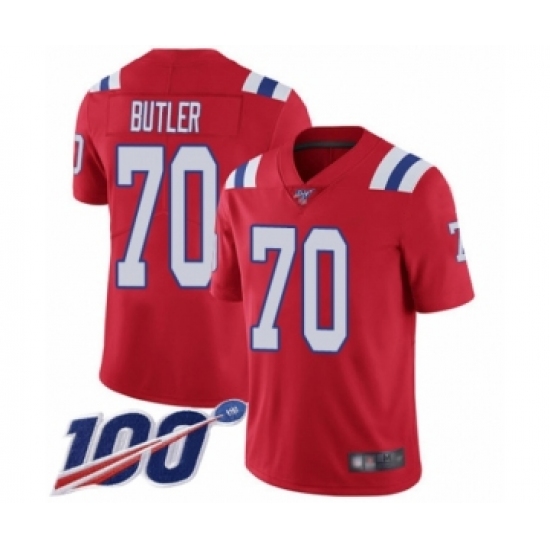 Men's New England Patriots 70 Adam Butler Red Alternate Vapor Untouchable Limited Player 100th Season Football Jersey