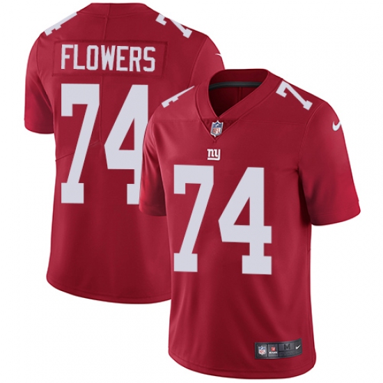 Men's Nike New York Giants 74 Ereck Flowers Red Alternate Vapor Untouchable Limited Player NFL Jersey