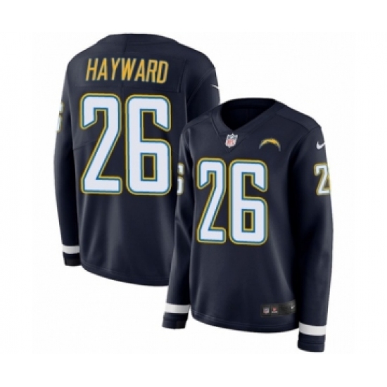 Women's Nike Los Angeles Chargers 26 Casey Hayward Limited Navy Blue Therma Long Sleeve NFL Jersey