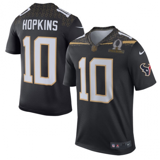 Men's Nike Houston Texans 10 DeAndre Hopkins Elite Black Team Irvin 2016 Pro Bowl NFL Jersey