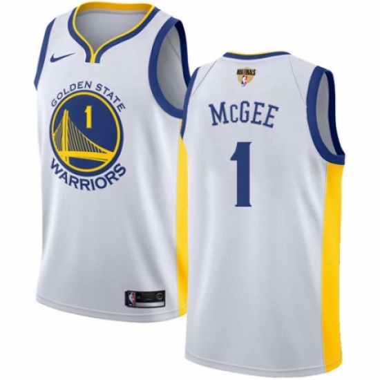 Women's Nike Golden State Warriors 1 JaVale McGee Authentic White Home 2018 NBA Finals Bound NBA Jersey - Association Edition