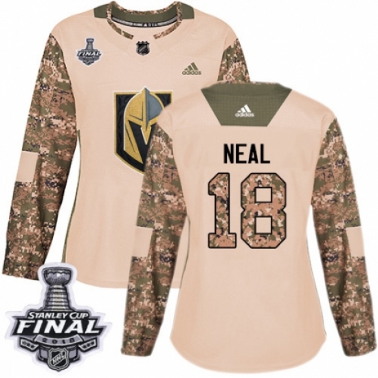 Women's Adidas Vegas Golden Knights 18 James Neal Authentic Camo Veterans Day Practice 2018 Stanley Cup Final NHL Jersey