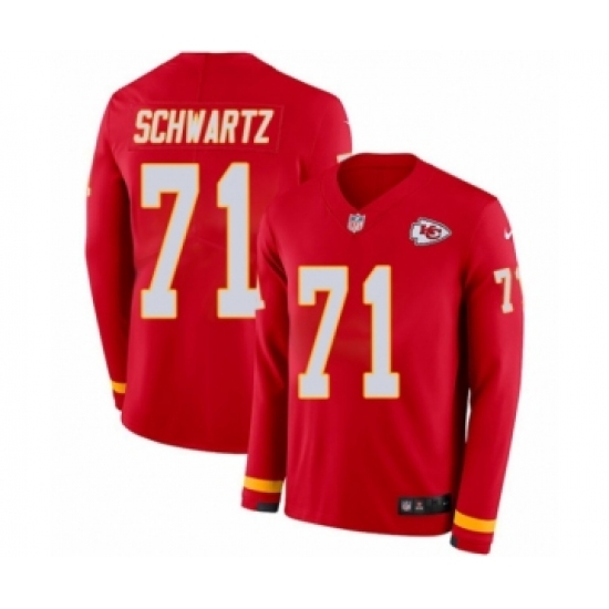 Youth Nike Kansas City Chiefs 71 Mitchell Schwartz Limited Red Therma Long Sleeve NFL Jersey