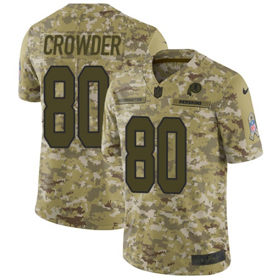 Men's Nike Washington Redskins 80 Jamison Crowder Burgundy Limited Camo 2018 Salute to Service NFL Jersey