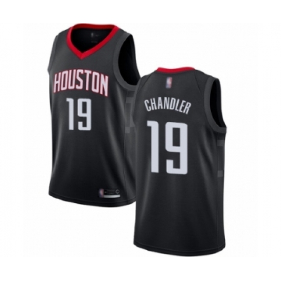 Men's Houston Rockets 19 Tyson Chandler Authentic Black Basketball Jersey Statement Edition