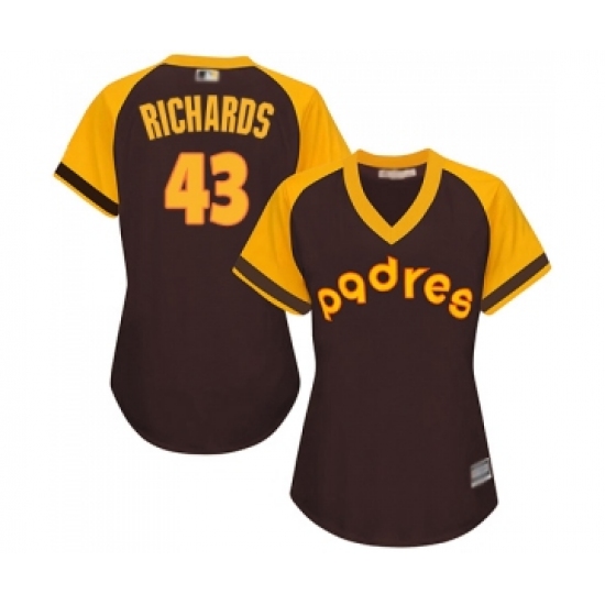 Women's San Diego Padres 43 Garrett Richards Replica Brown Alternate Cooperstown Cool Base Baseball Jersey