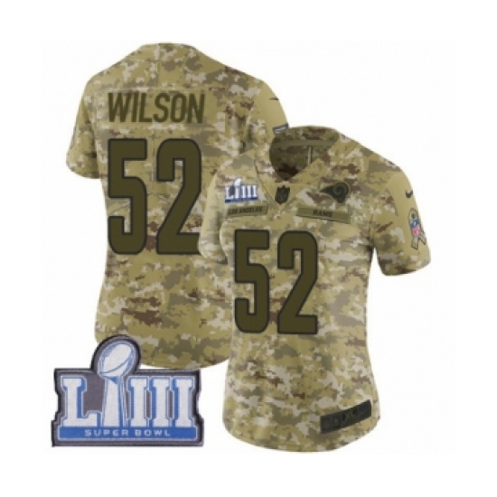 Women's Nike Los Angeles Rams 52 Ramik Wilson Limited Camo 2018 Salute to Service Super Bowl LIII Bound NFL Jersey