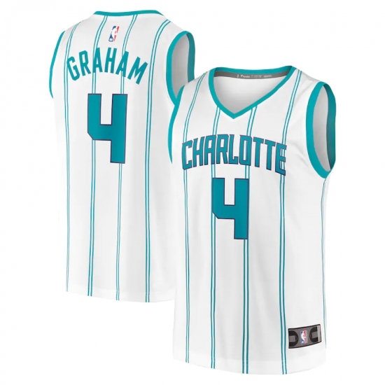 Men's Charlotte Hornets 4 Devonte' Graham Fanatics Branded White 2020-21 Fast Break Replica Jersey