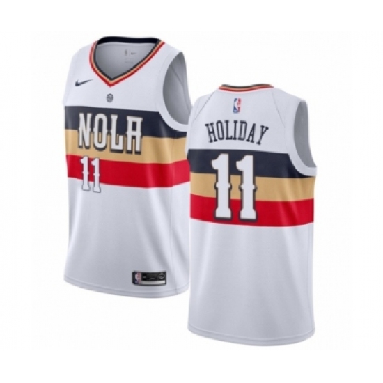 Women's Nike New Orleans Pelicans 11 Jrue Holiday White Swingman Jersey - Earned Edition