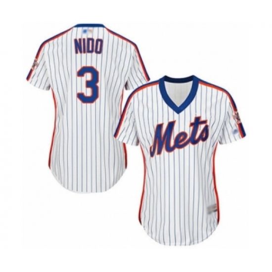 Women's New York Mets 3 Tomas Nido Authentic White Alternate Cool Base Baseball Player Jersey