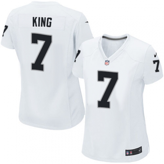 Women's Nike Oakland Raiders 7 Marquette King Game White NFL Jersey