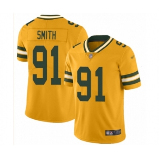 Women's Green Bay Packers 91 Preston Smith Limited Gold Inverted Legend Football Jersey